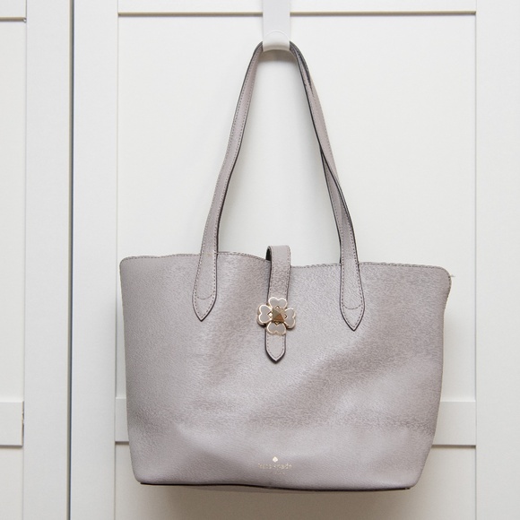 Kate Spade Purse Gray Shoulder Bag Spade Logo Turn Clasp Easy Clean - Picture 1 of 4